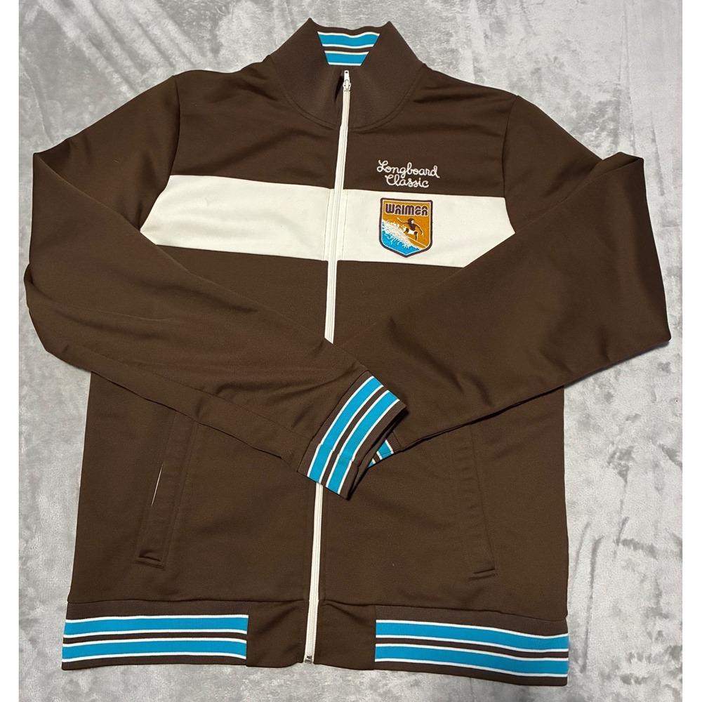 Hollister Pro Sport Brown Longboard Classic Waimea Track Jacket Mens XL Vintage